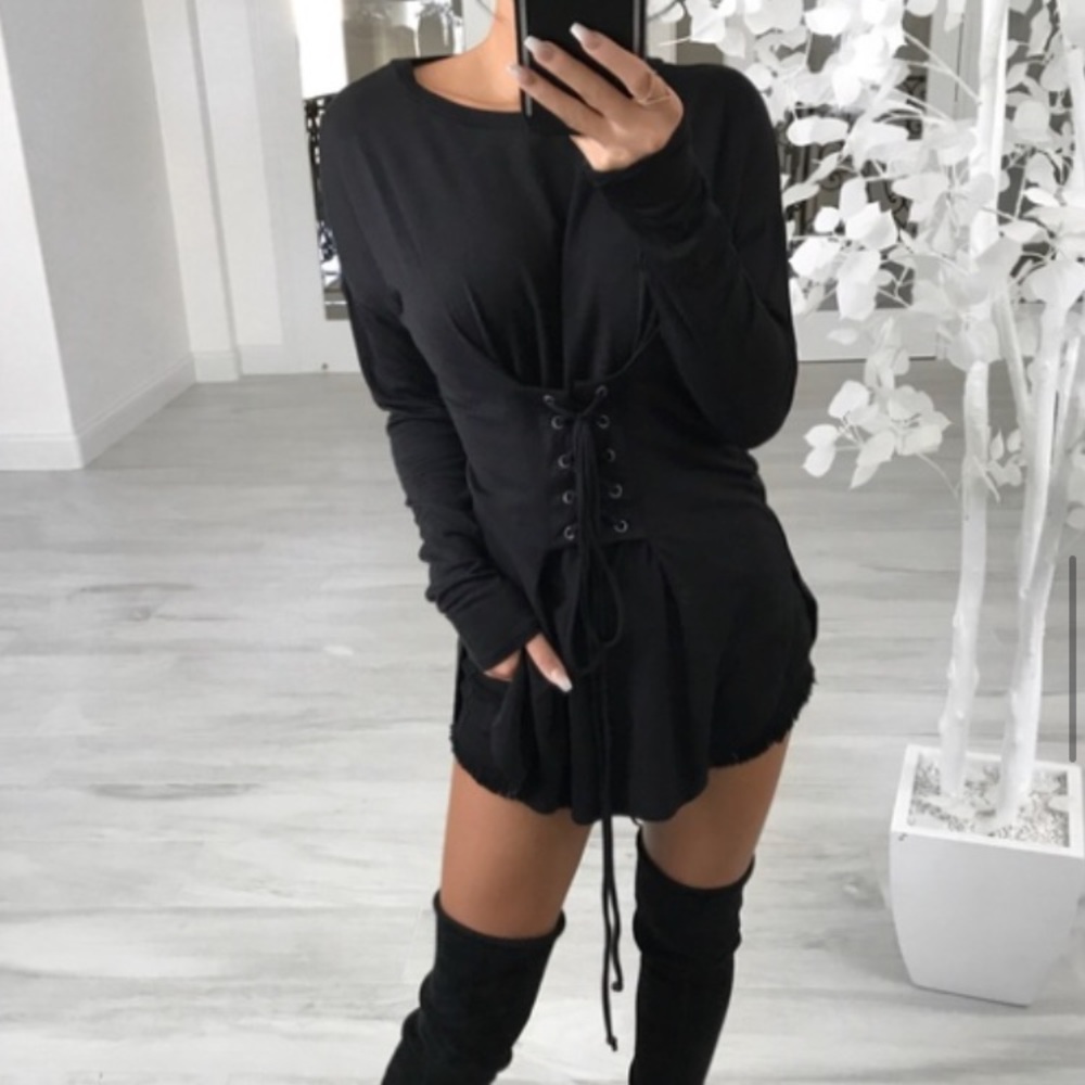 River Black Waist Lace Up Top